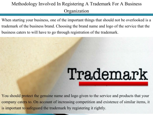 Methodology Involved In Registering A Trademark For A Business Organization