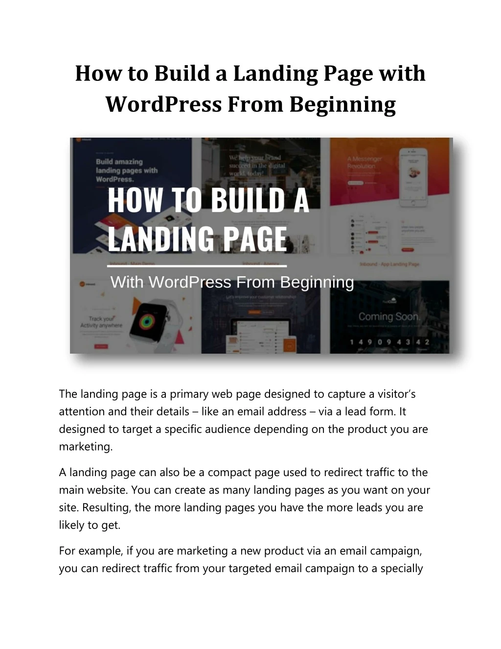how to build a landing page with wordpress from