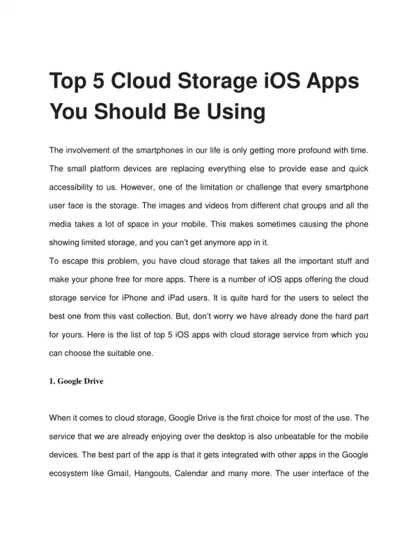 Top 5 Cloud Storage iOS Apps You Should Be Using