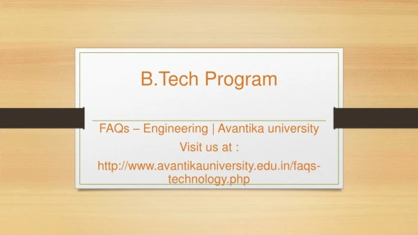 B.tech Program | Avantika University | Top Learning Center in Madhya Pradesh