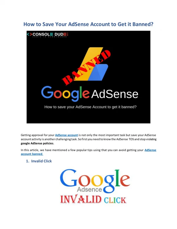 How to save your Adsense Account to get it banned?
