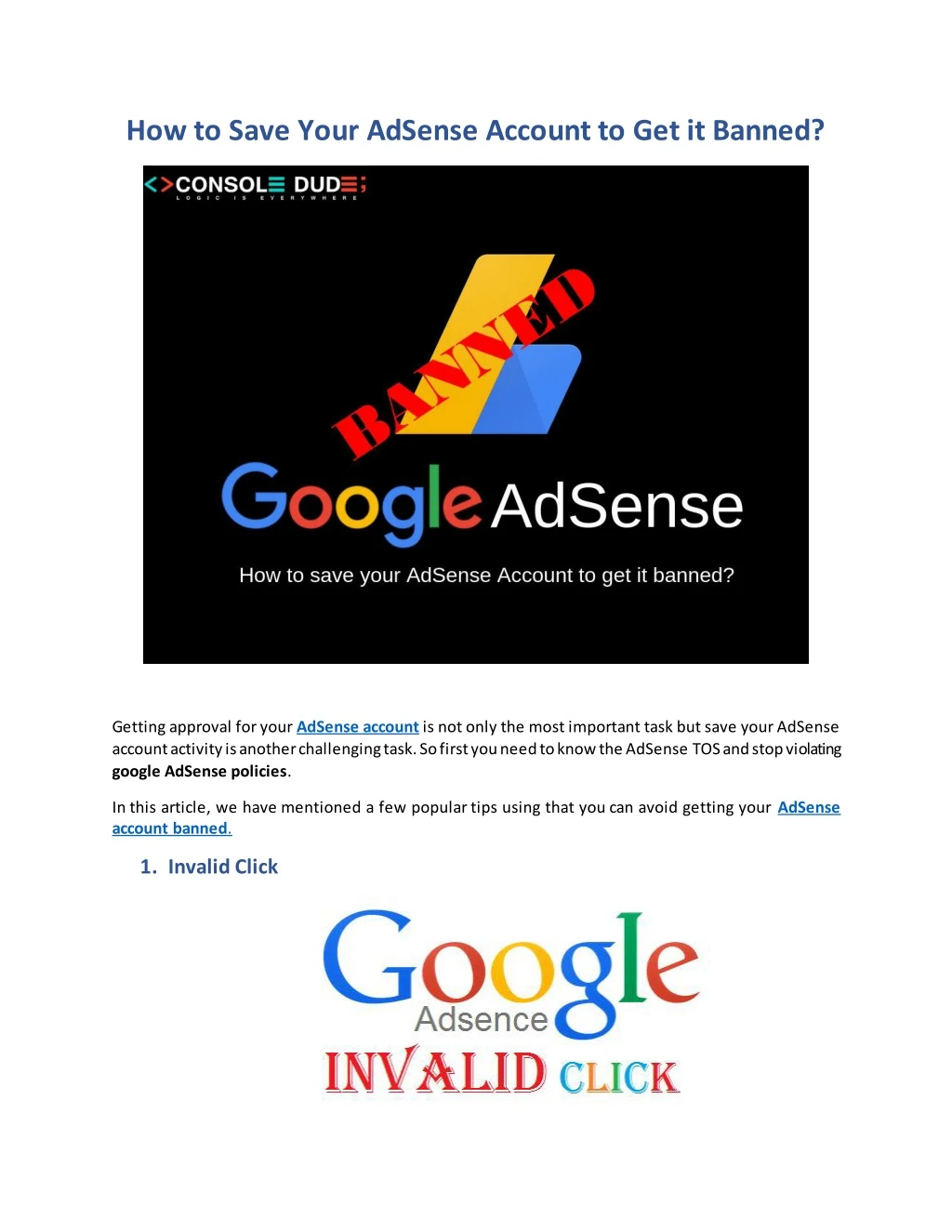 how to save your adsense account to get it banned