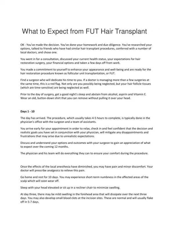 What to Expert from FUT Hair Transplant