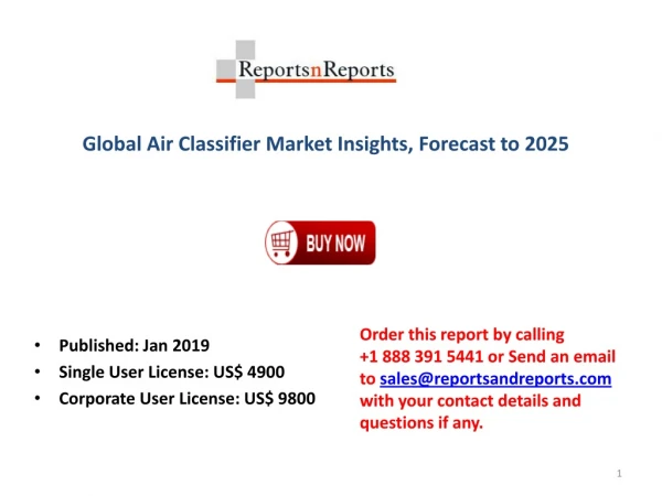 Air Classifier Market 2019 Key Manufacturers, Revenue, Gross Margin with Its Important Types and Application