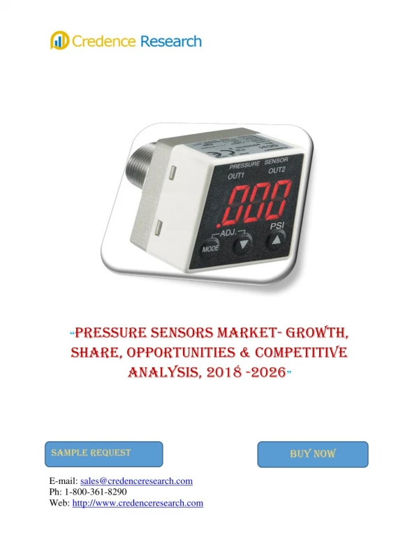 Pressure Sensors Market To Cross The US$ 10 Bn Mark By 2023