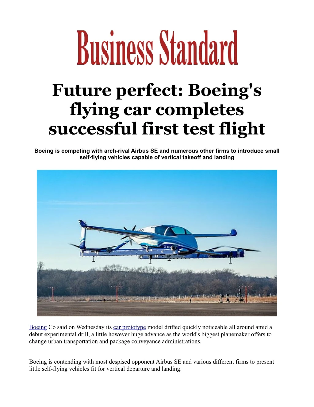 future perfect boeing s flying car completes