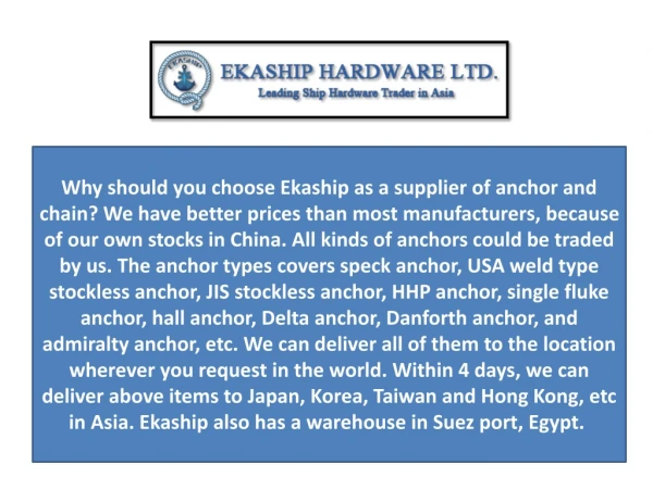 Ekaship Hardware | Anchoring Equipment Anchor