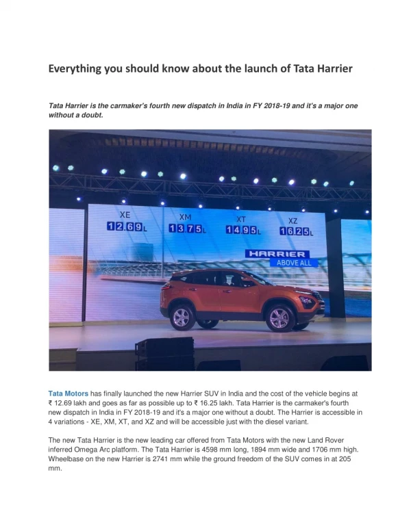 Everything you should know about the launch of Tata Harrier