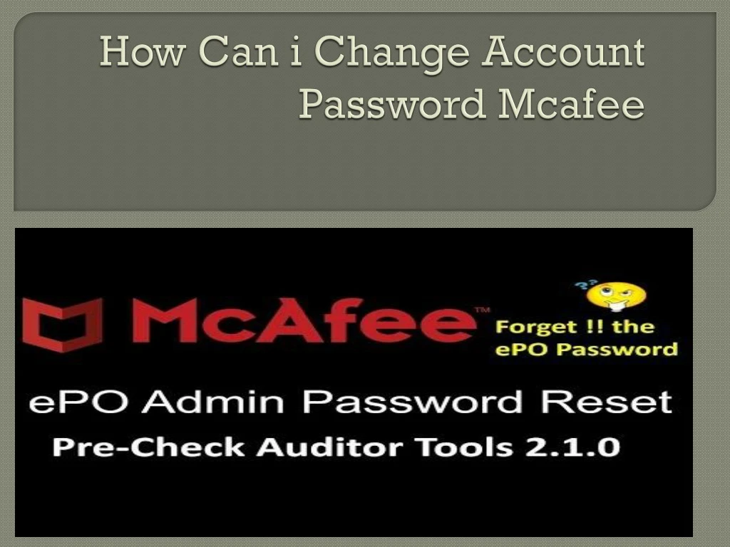 how can i change account password mcafee