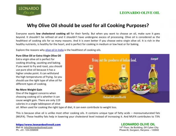 Why Olive Oil Should be Used for All Cooking Purposes?