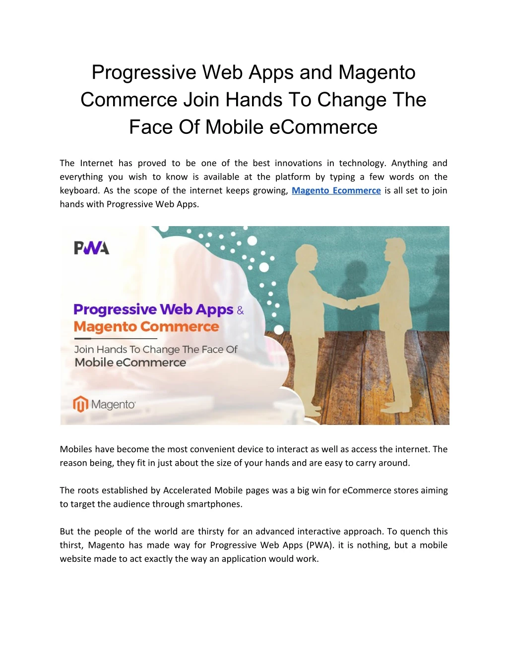 progressive web apps and magento commerce join