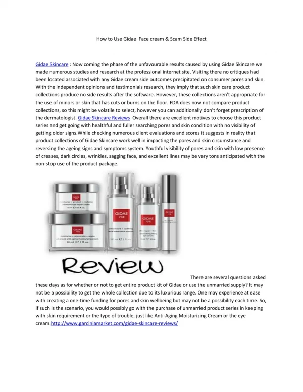 Read How Does Gidae SkinCare Work & Side Effect