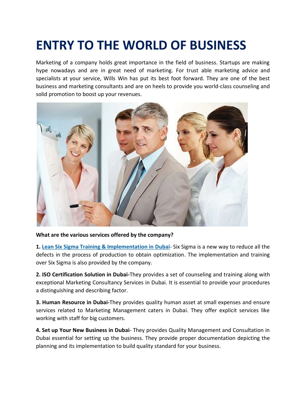 entry to the world of business