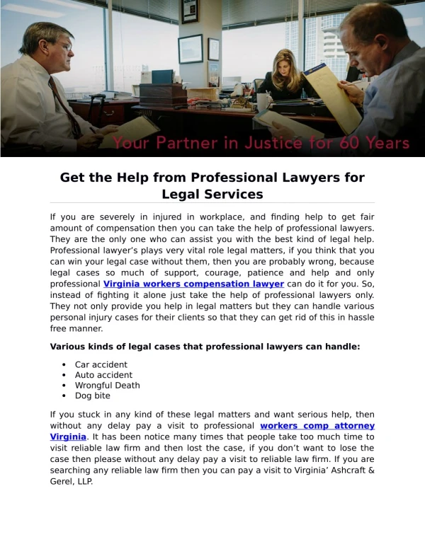 Get the Help from Professional Lawyers for Legal Services