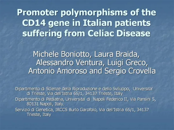 Promoter polymorphisms of the CD14 gene in Italian patients suffering from Celiac Disease