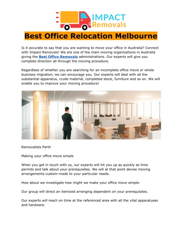 office relocation Melbourne