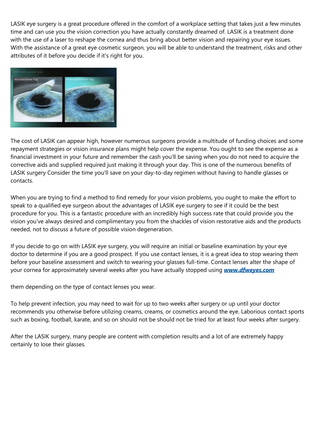 lasik eye surgery is a great procedure offered