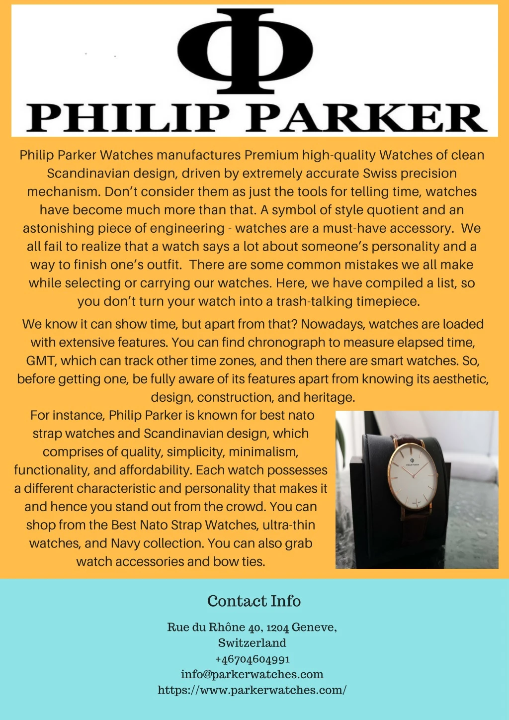 philip parker watches manufactures premium high