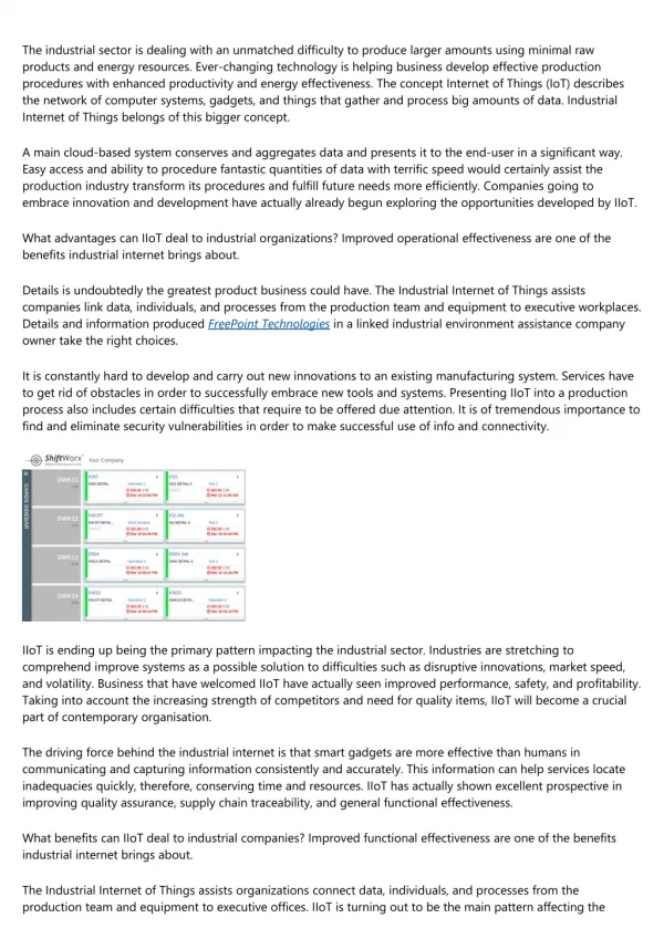 Industrial Internet of Things (IIoT) - The Impact of Production Performance