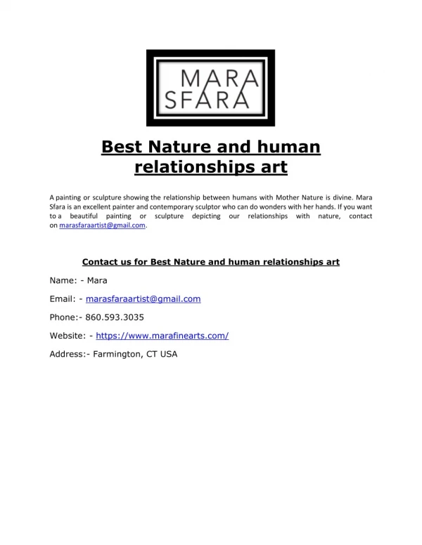 Best Nature and human relationships art
