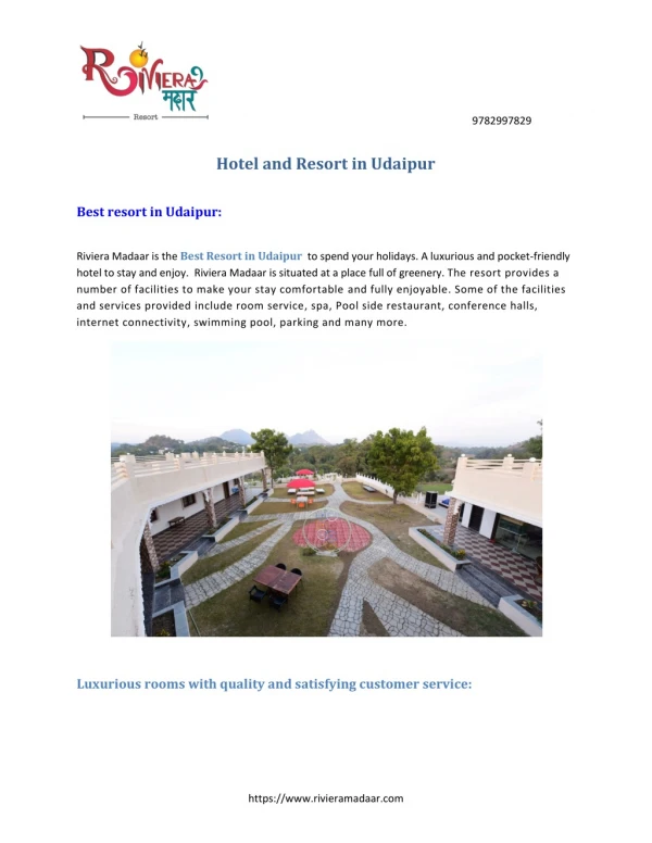 Hotel and Resort in Udaipur
