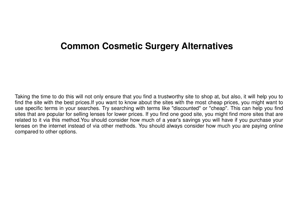 common cosmetic surgery alternatives