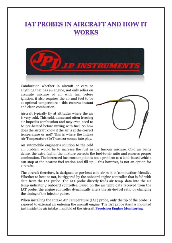 IAT PROBES IN AIRCRAFT AND HOW IT WORKS