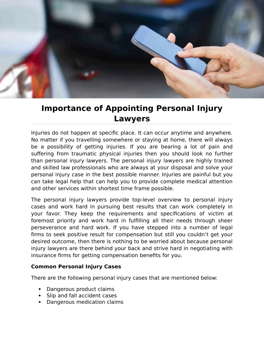 importance of appointing personal injury lawyers