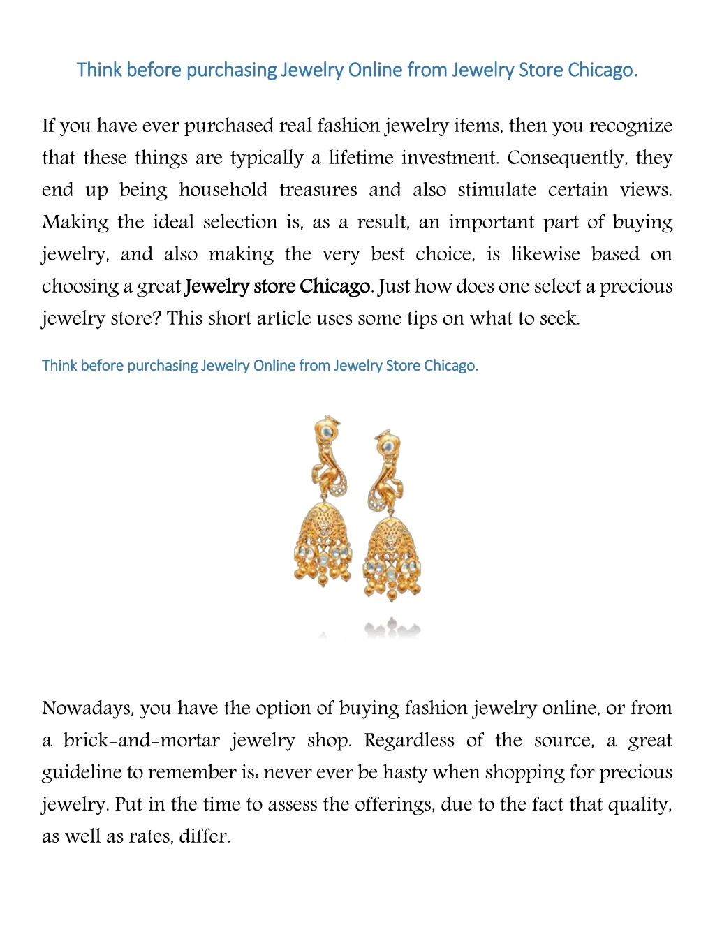 think before purchasing jewelry online from