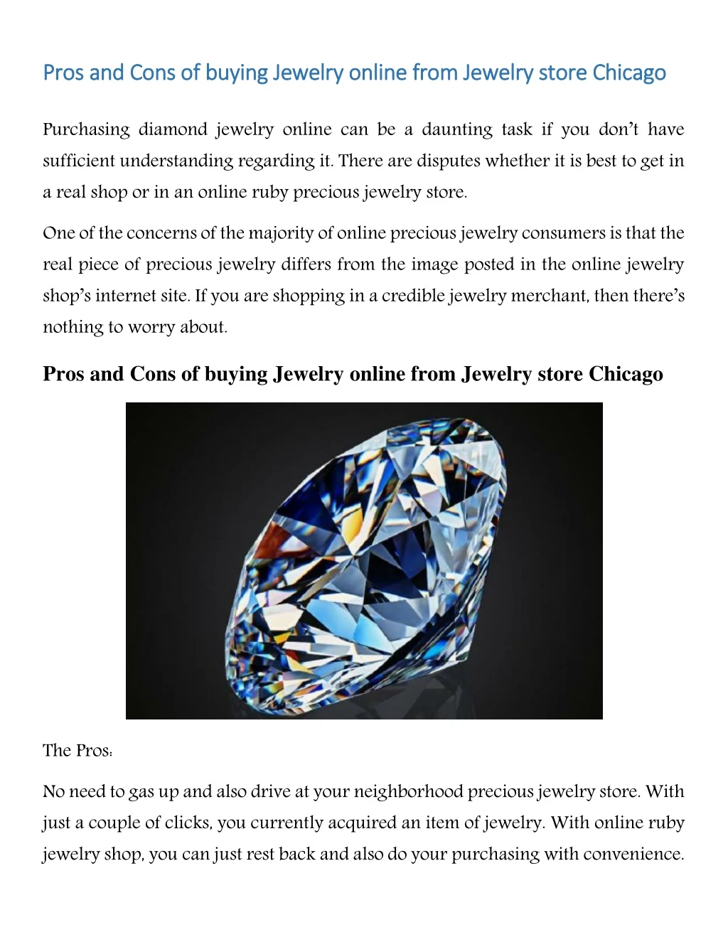 pros and cons of buying jewelry online from