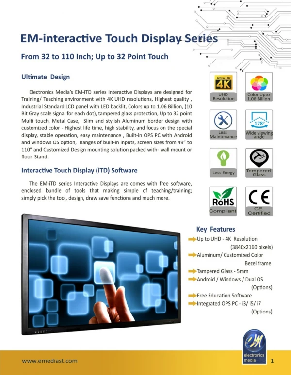 EM - interactive Touch Display Series - emdigitalsign.com