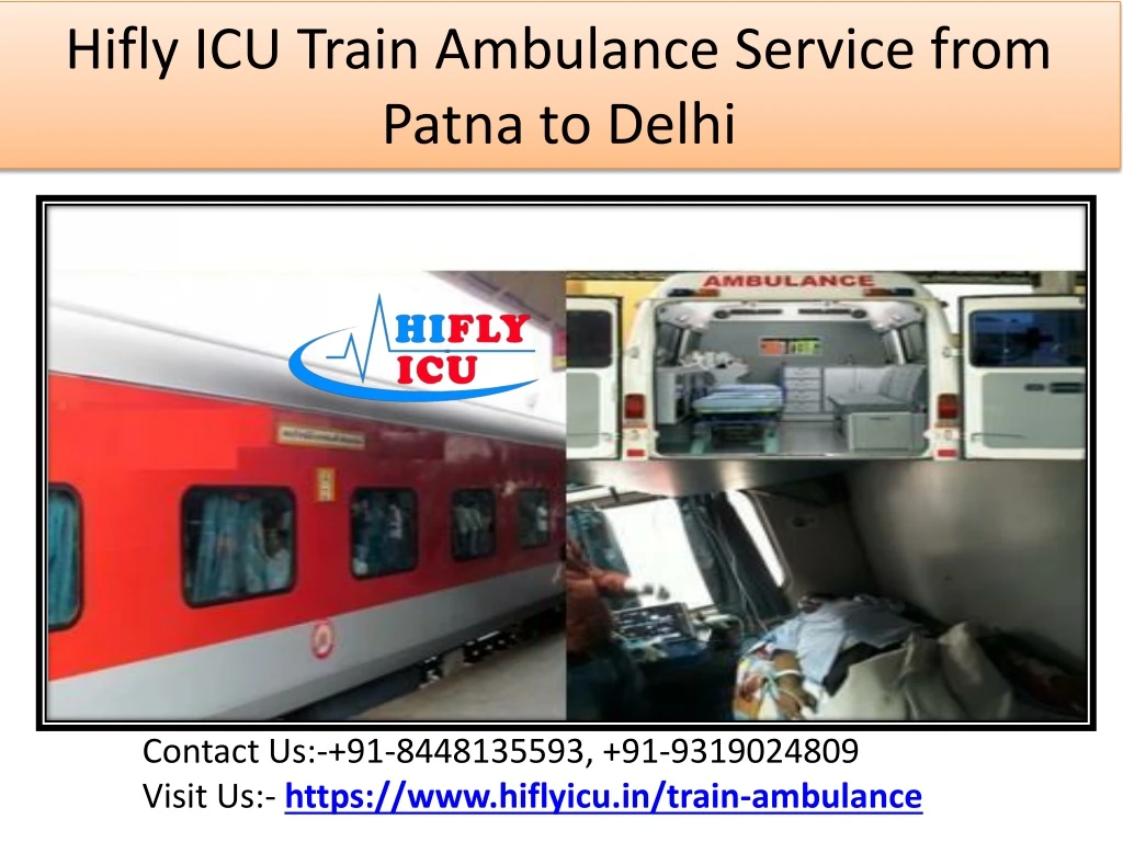 hifly icu train ambulance service from patna to delhi