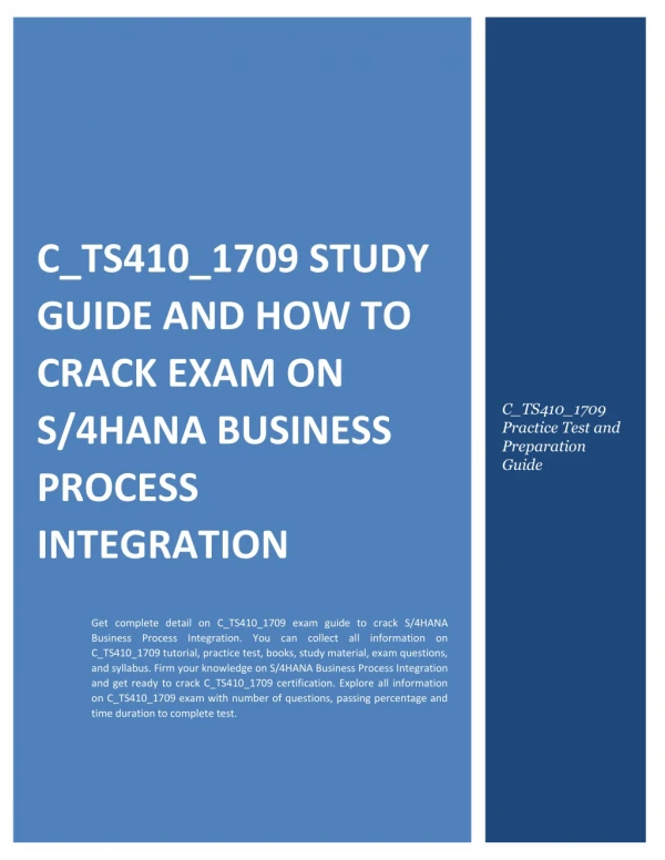 C_TS410_1709 Study Guide and How to Crack Exam on S/4HANA Business Process Integration