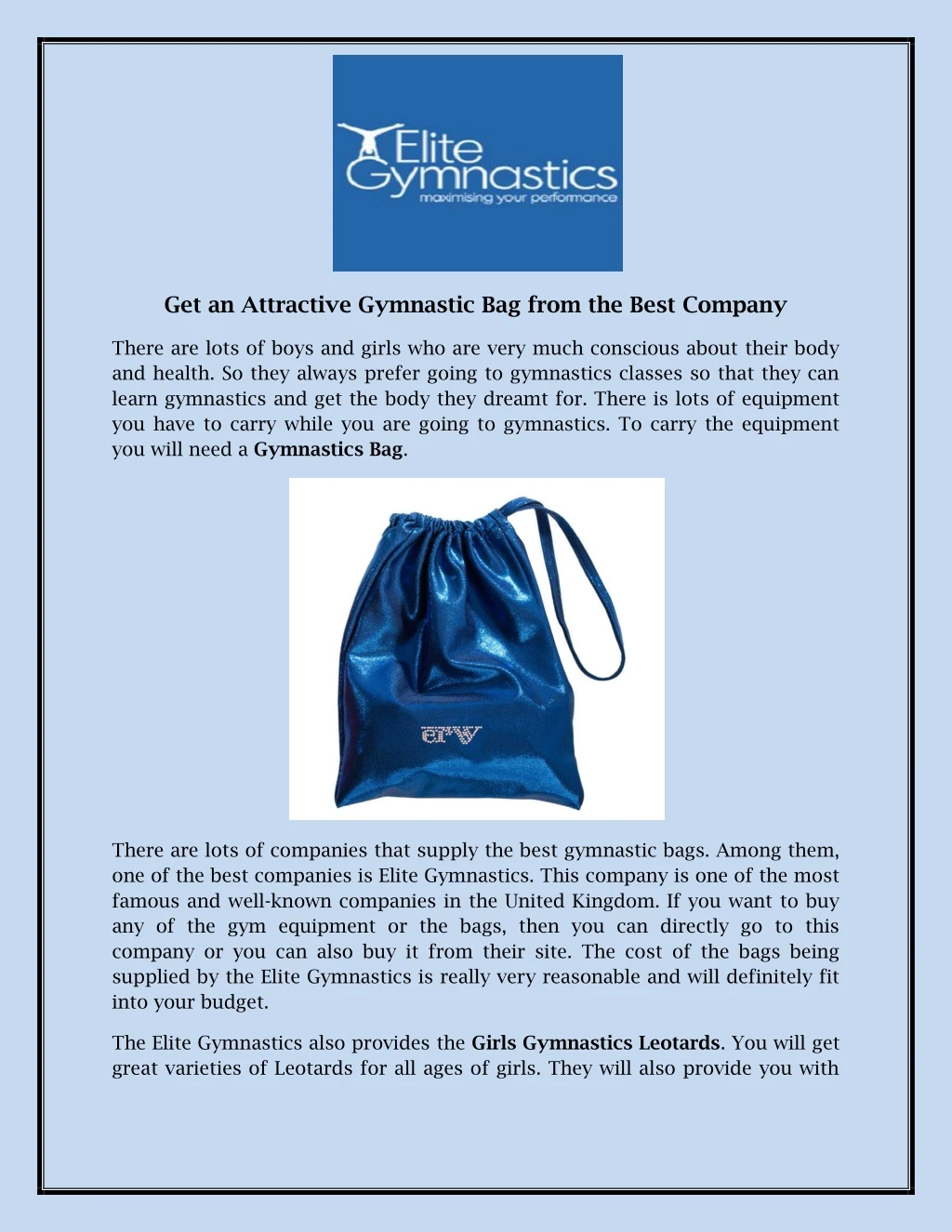 get an attractive gymnastic bag from the best