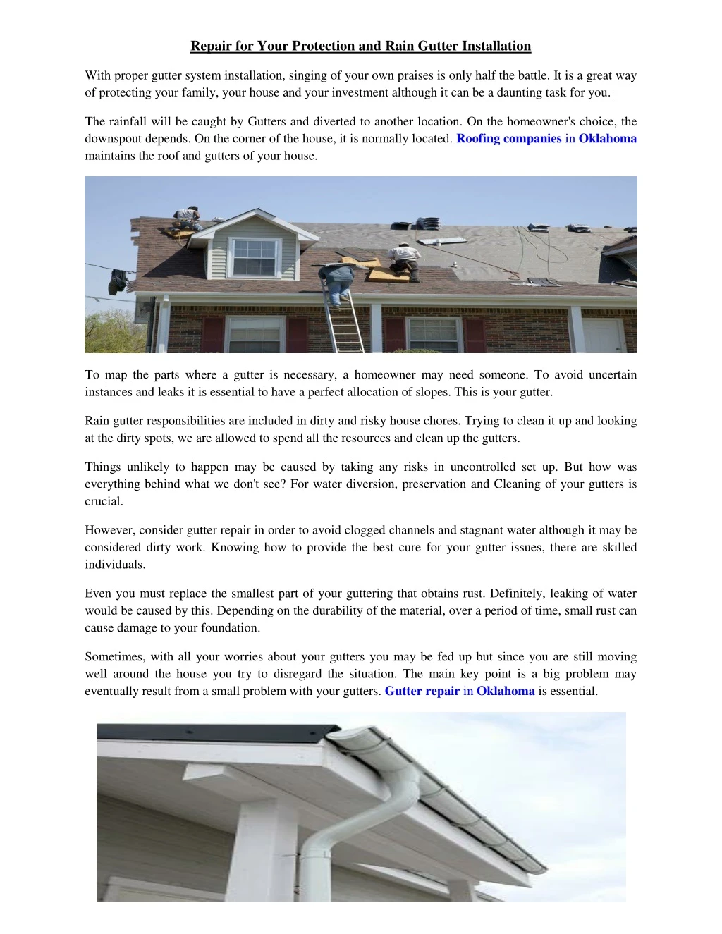 repair for your protection and rain gutter