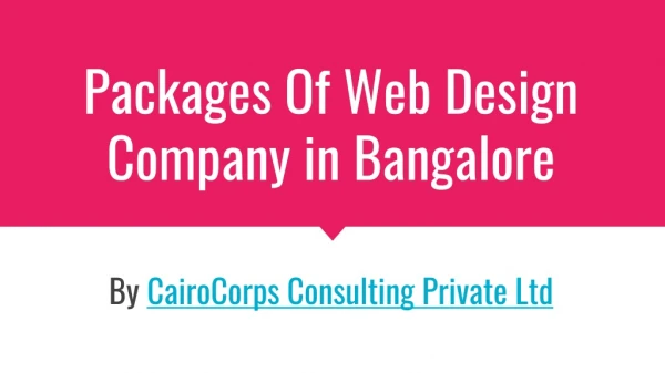 CairoCorps Consulting - Packages of Web Design Company in Bangalore