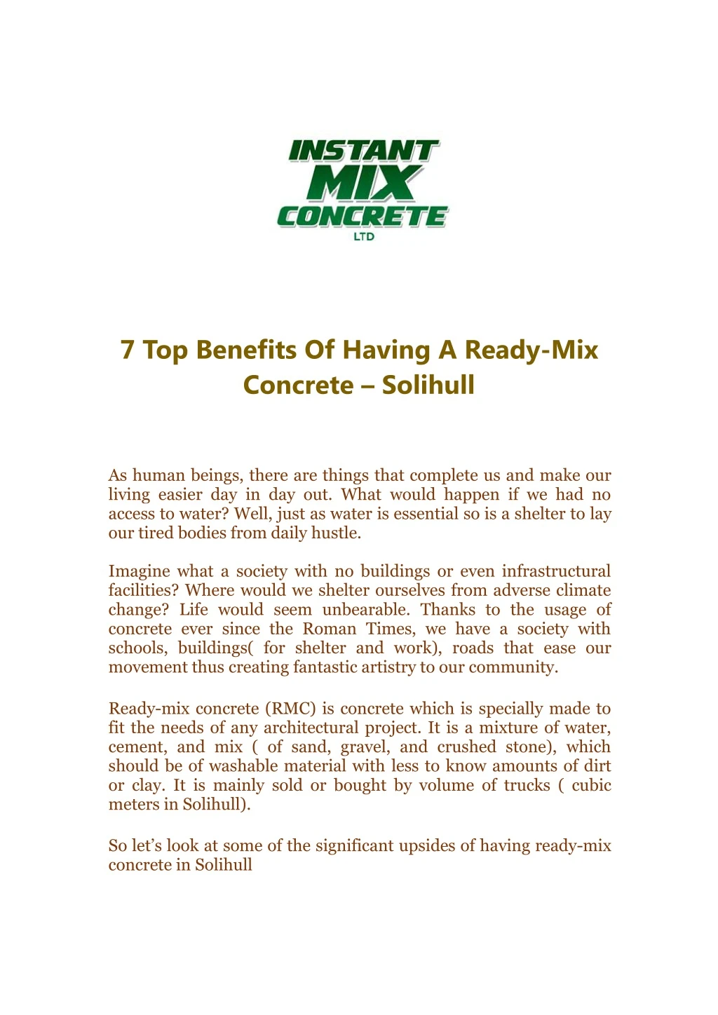 7 top benefits of having a ready mix concrete