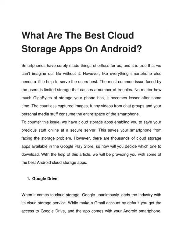 What Are The Best Cloud Storage Apps On Android?