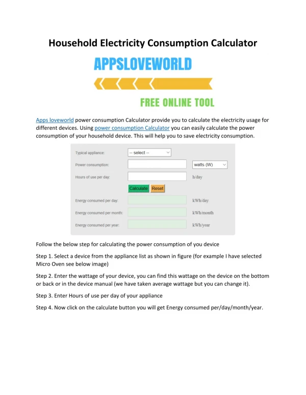 appsloveworld-power consumption calculator