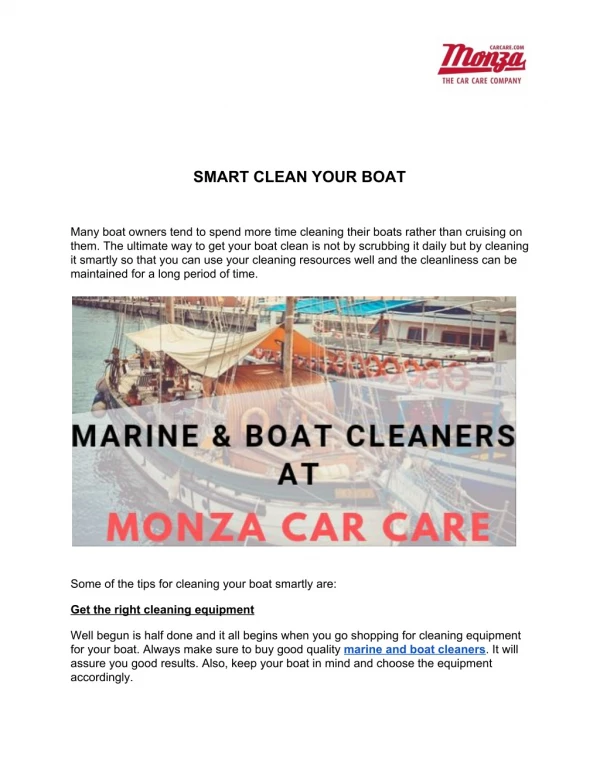 Smart clean Your Boat