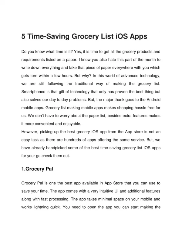 5 Time-Saving Grocery List iOS Apps