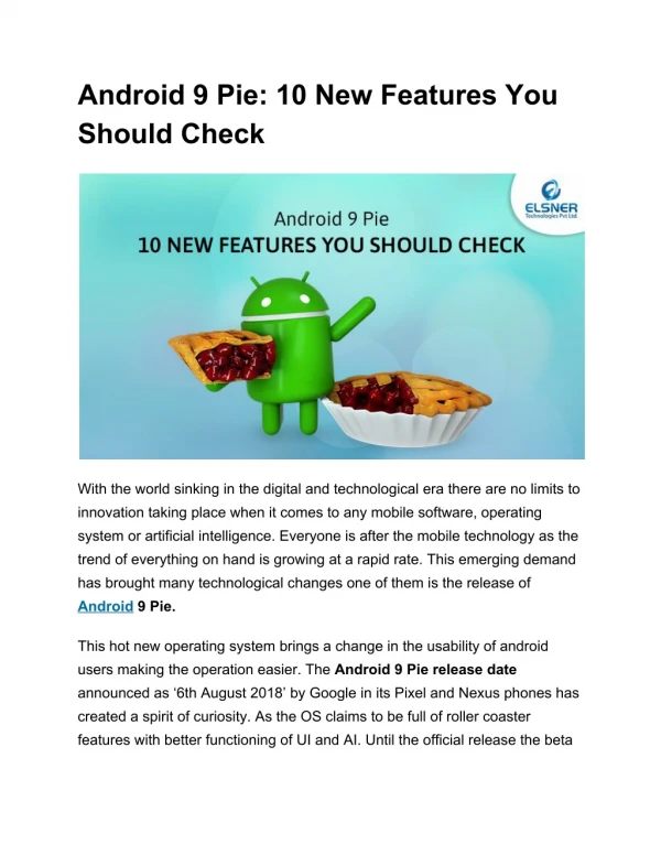 Android 9 Pie: 10 New Features You Should Check