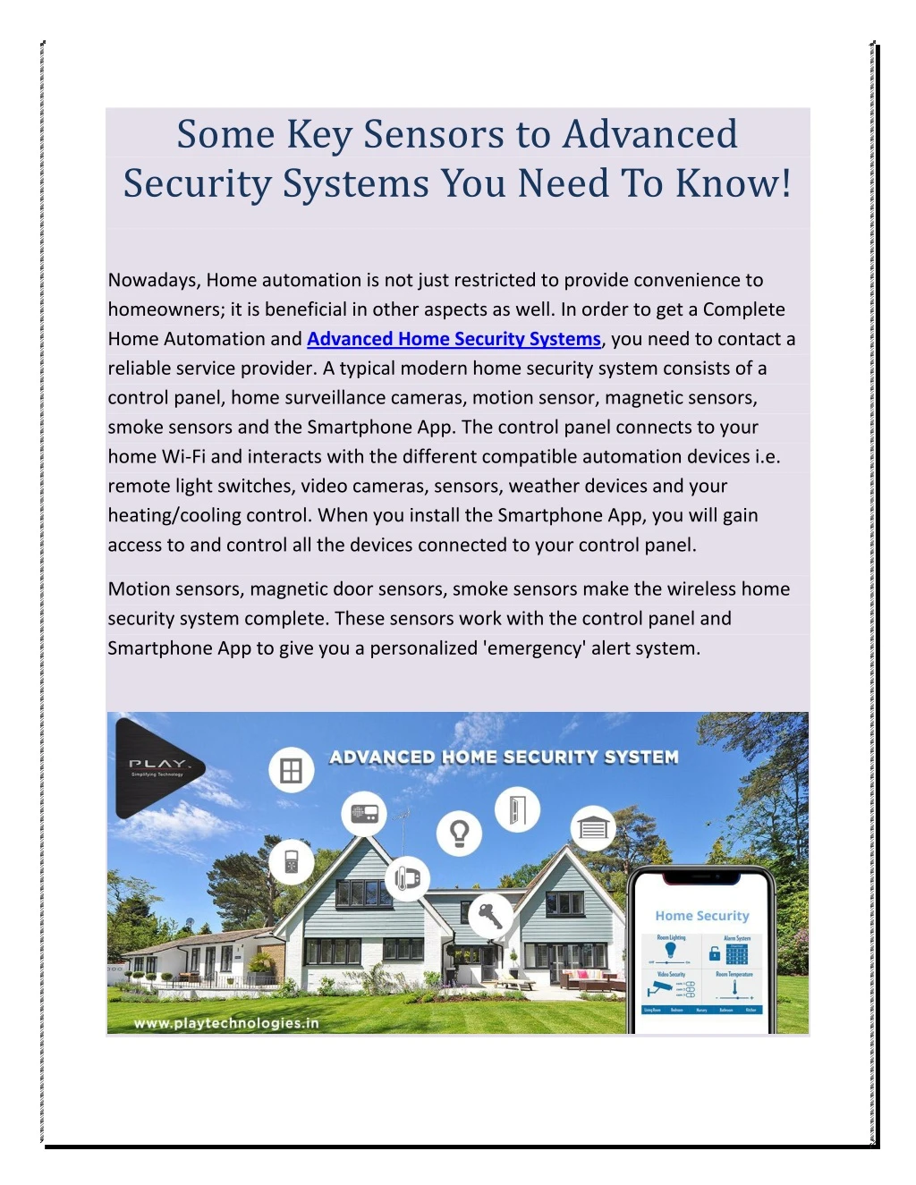 some key sensors to advanced security systems