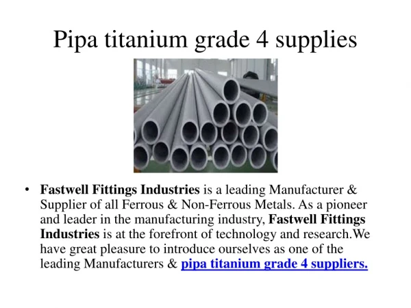 pipa titanium grade 4 supplies