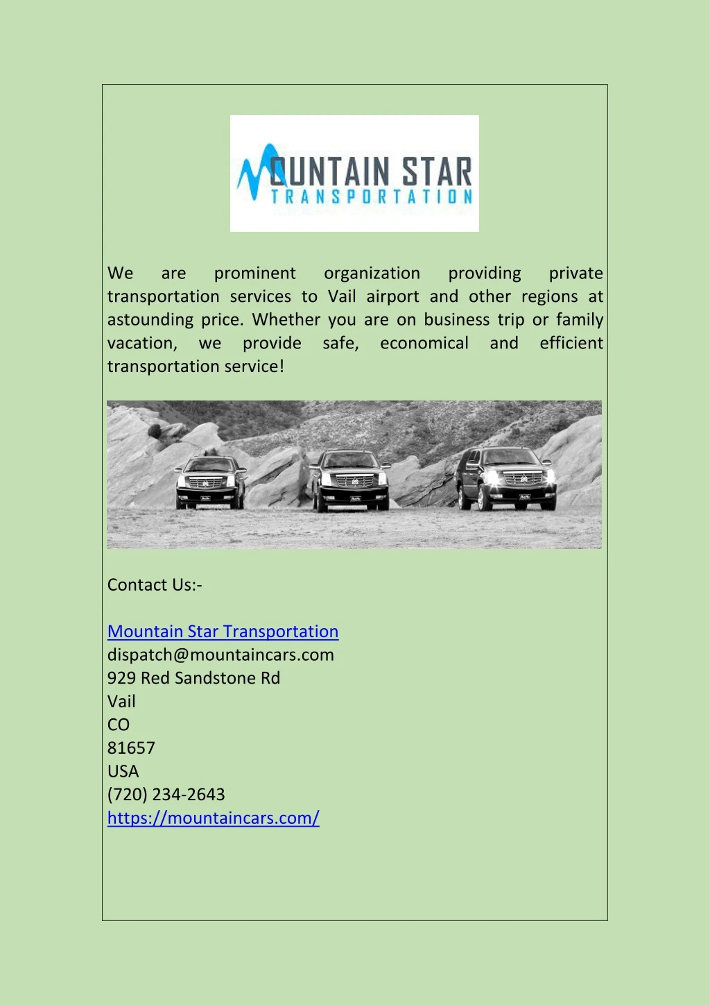 we transportation services to vail airport
