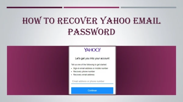 How to Recover Yahoo Email Password