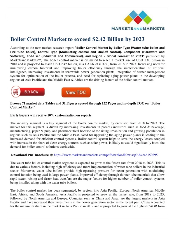 Boiler Control Market to exceed $2.42 Billion by 2023