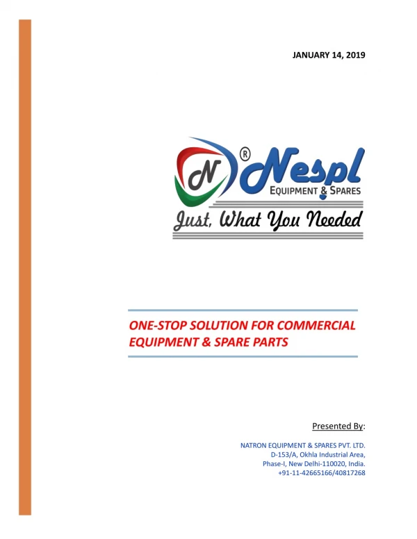 One-stop solution for commercial equipments & spare parts