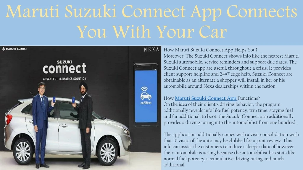 maruti suzuki connect app connects you with your car