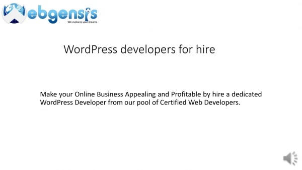 Wordpress developers for hire - Webgensis